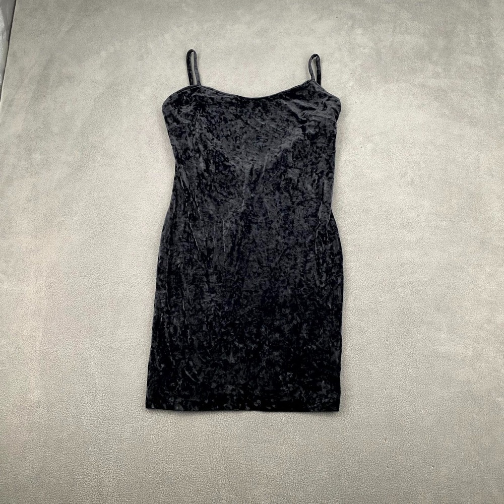 Women Nightgown Dress Large Black Velvet Low Open Back Spaghetti Strap Sleepwear